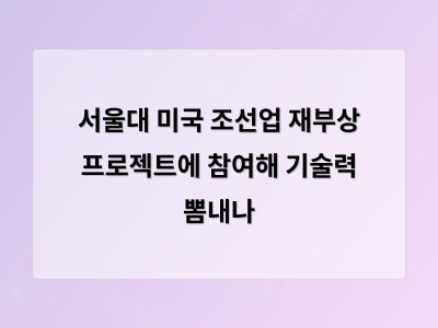 서울대 미국 조선업 디지털 전환 프로젝트 주도하며 기술력 인정